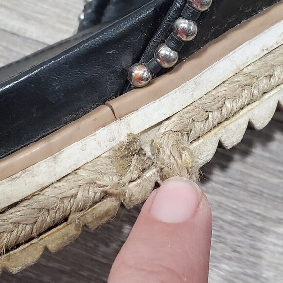 Zara Black Silver Studded Cross Strap Slides Womens 9 Open Toe Slip On Sandals - Picture 9 of 15